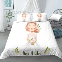 cute girl duvet cover printed bedding sets queen king size comforter covers with pillow case for beautiful girl quilt covers