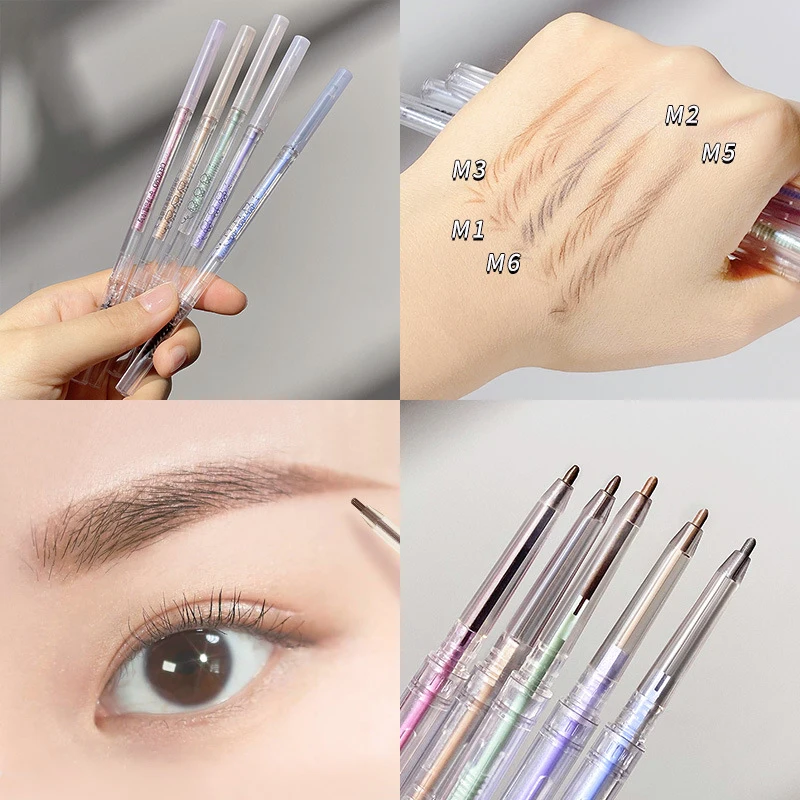 

2 In1 Eyebrow Pencil Transparent Tube Fine Triangle Eyebrow Brush Ultra Precise Brow Definer Lasting Waterproof Makeup