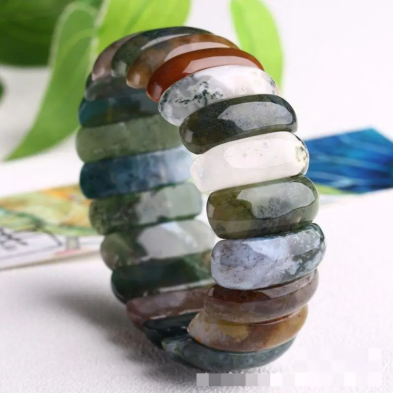 

Браслет из натурального агата и нефрита для мужчин и женщин, изящные эластичные Широкие браслеты с бусинами из натурального морского агата ...