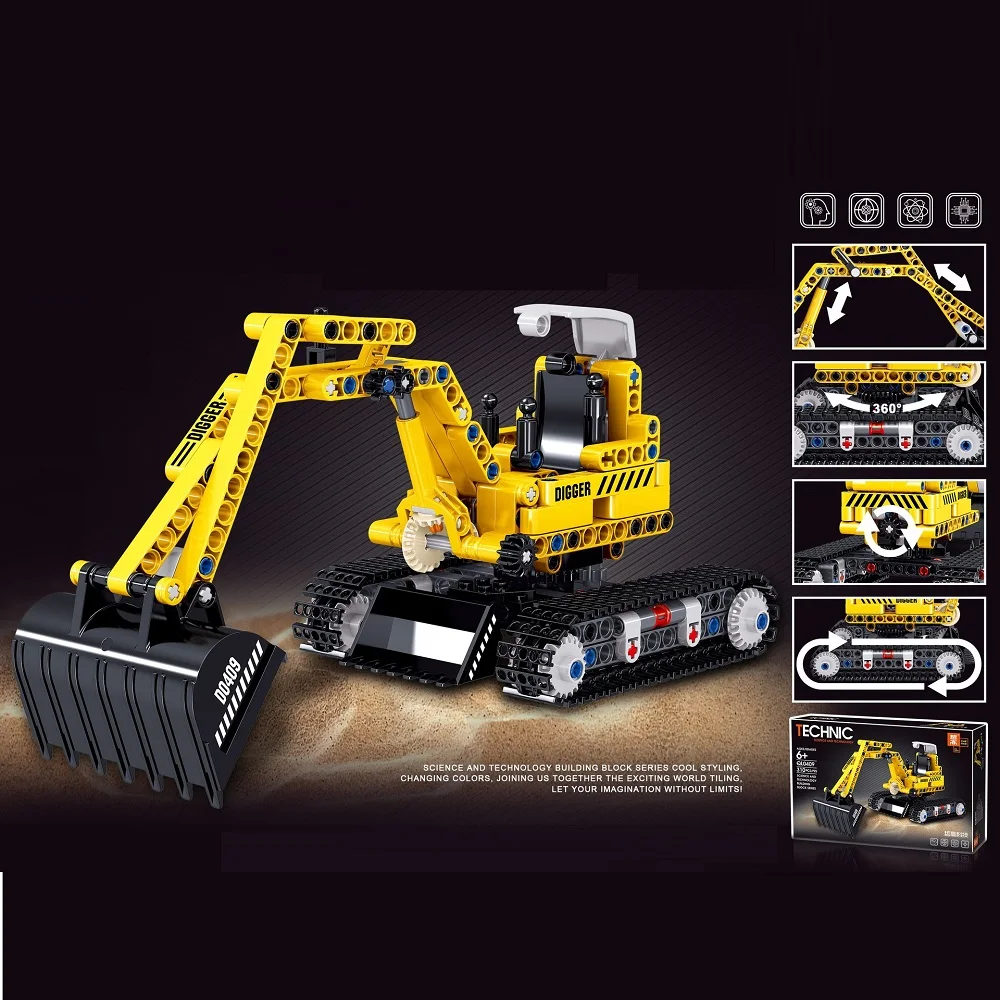 

Technical Car Series MOC Caterpillar Excavator Tipper TruckAccessories Figures Mini Block Children's Toys Construction Set
