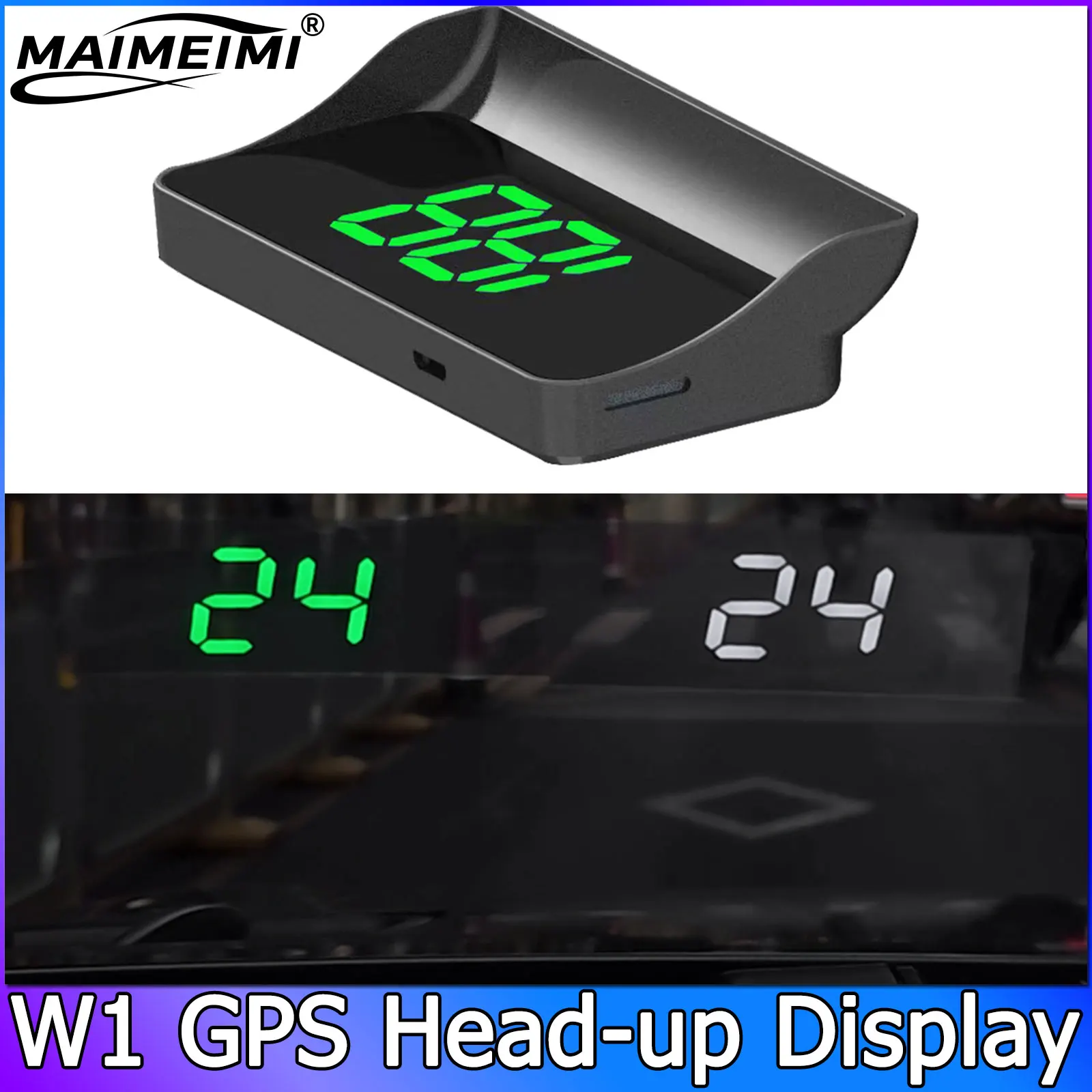 Фото QC W1 GPS HUD Цифровой спидометр Plug And Play Проекционный дисплей для всех автомобилей Большой шрифт KMH Проектор на лобовое стекло Автомобильные аксессуары №1