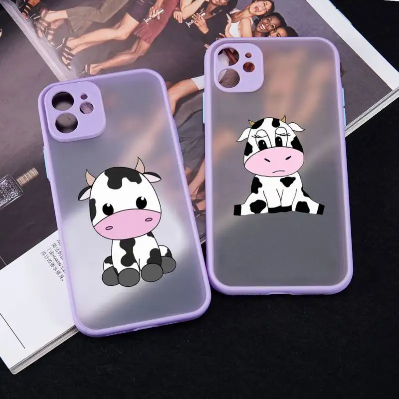 

Cow cute cartoon pattern Phone Case matte transparent For iphone 7 8 11 12 13 plus mini x xs xr pro max cover