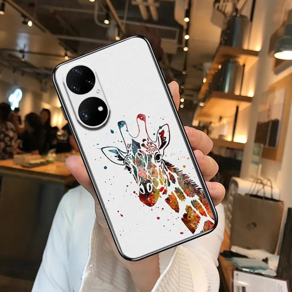 Чехол для телефона Huawei p50 P40 p30 P20 10 9 8 Lite E Pro Plus с акварельным жирафом