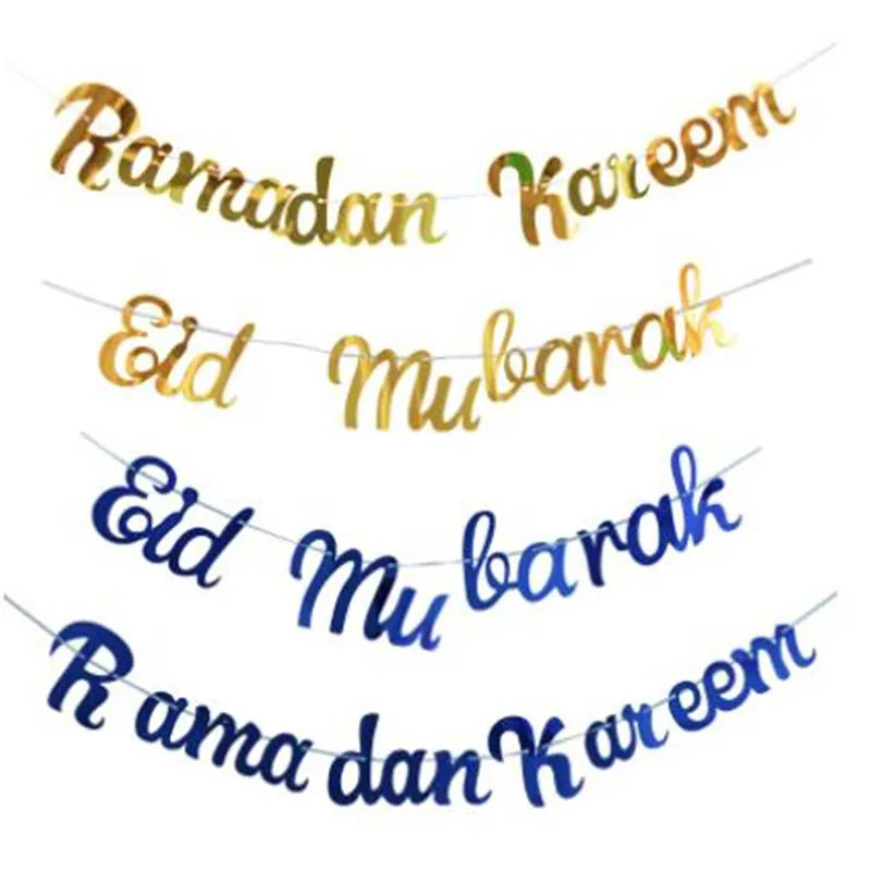

Islamic Mubarak Party Decoration EID Mubarak Decor Glitter Gold Banner Ramadan Decorations for Home Ramadan Kareem Decoration