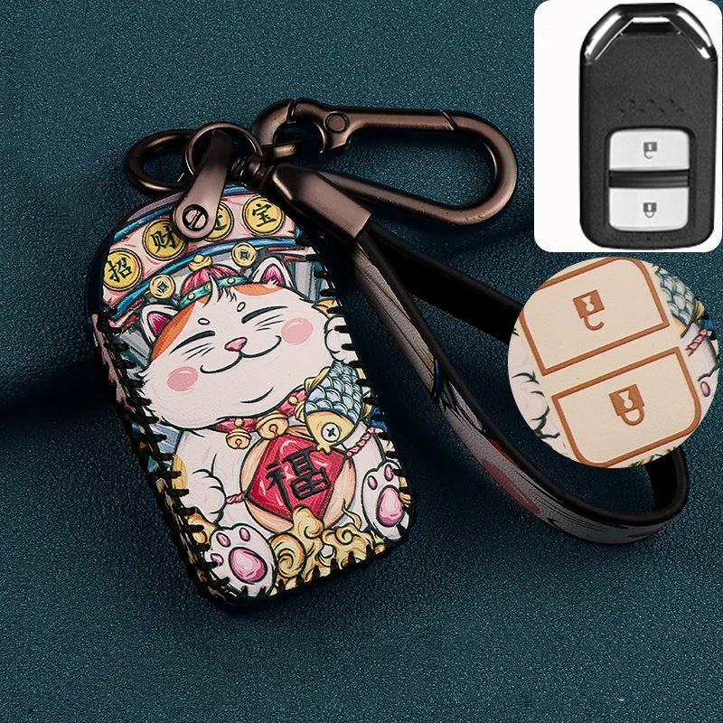 

Кожаный чехол для ключей для Honda, умный ключ для города HRV BRV JAZZ подходит для CRV XRV ACCORD CIVIC, аксессуары для ключей