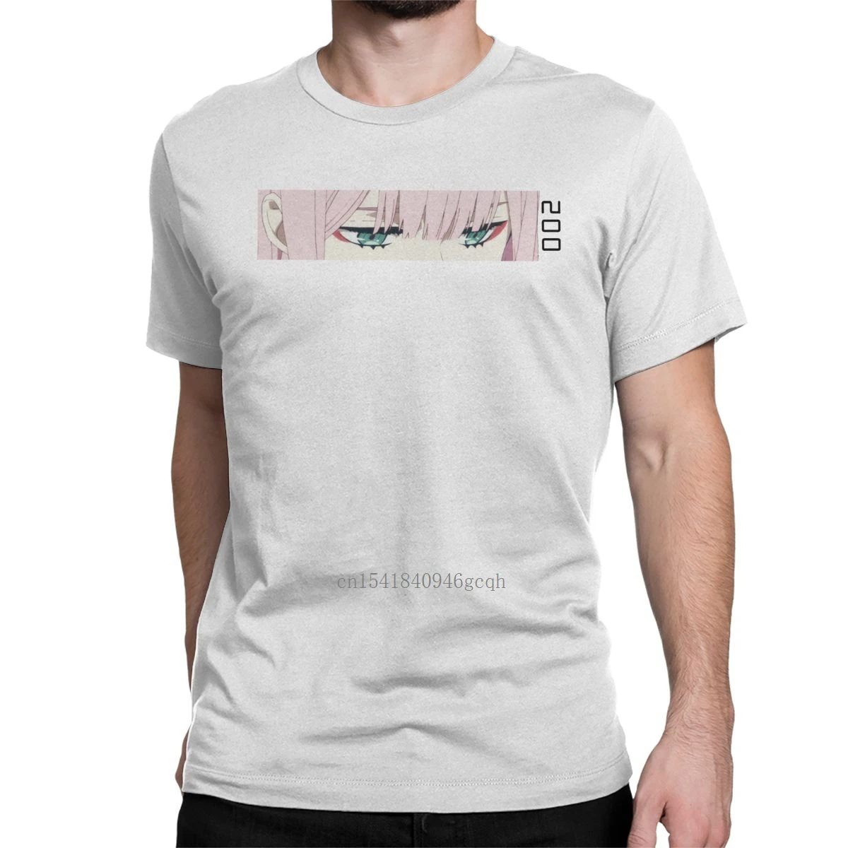 Zero Two Darling In The Franxx Those Eyes T Shirt Men's 100% Cotton Novelty T-Shirts Crew Neck Anime Girl Tee Clothing Plus Size