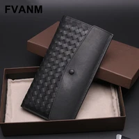 2022 new mens authentic leather weave multifunctional buckle wallet large capacity high end card clamp simple business fashion