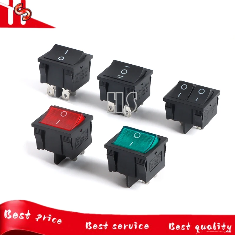 1 шт./партия KCD5 21x24 мм 19*22 мм клавишный переключатель 4 контакта/6 контактов 2 позиции/3 позиции ВКЛ-ВЫКЛ с красным зеленым выключателем питания 6 А 250 В