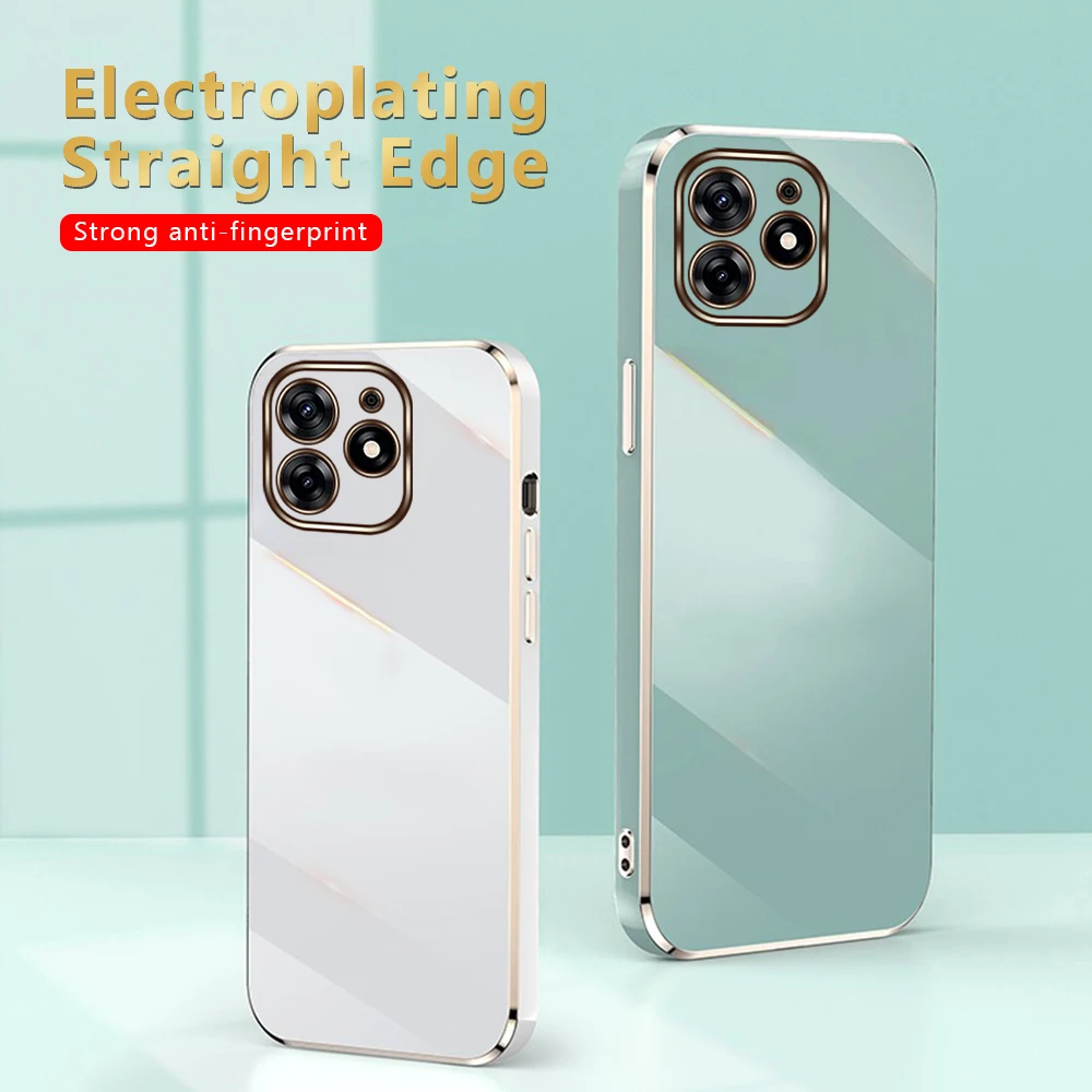 Мягкий чехол с гальваническим покрытием и прямым краем для Tecno Spark 10 Pro Go 2023 для SparkGo Spark10pro AntiFall, невидимая подушка безопасности, защита от падения