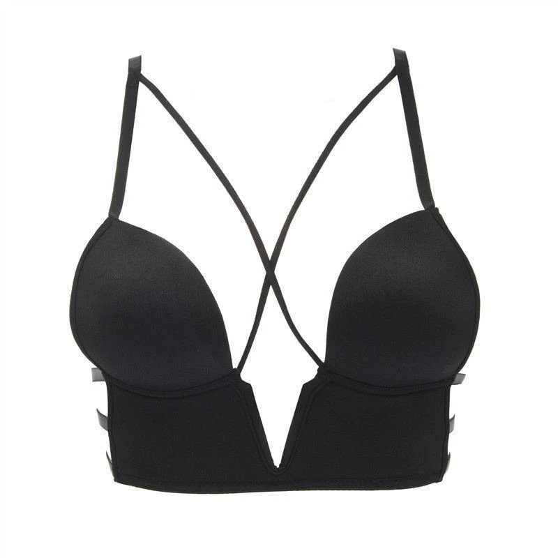 

Female Seamless Brassiere Tops Sexy U Bra Plunge Women Push Up Wedding Bras Lingerie Invisible Low Beauty Back Underwear