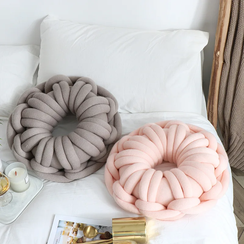 

Cotton DIY Hand Knot Back Cushions Cozy Car Lumbar Pillow Home Decorative Sofa Seat Cushion Soft Office Hand Rest Pillows