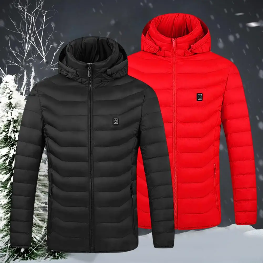 Winter Jacket Hooded Lightweight 9 Heated Zones Cotton Padded Smooth Zipper Coat   Men Heating Jacket  for Cold Weather