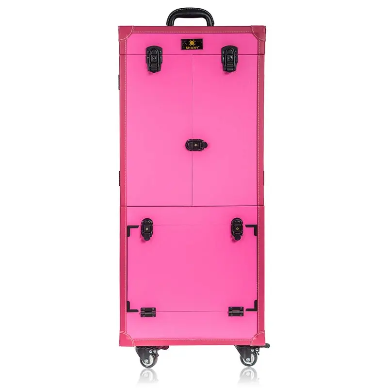 REBEL Pro Series â Makeup Artists Multifunction lighted Cosmetics Rolling Case with Fan - Proudly PINK