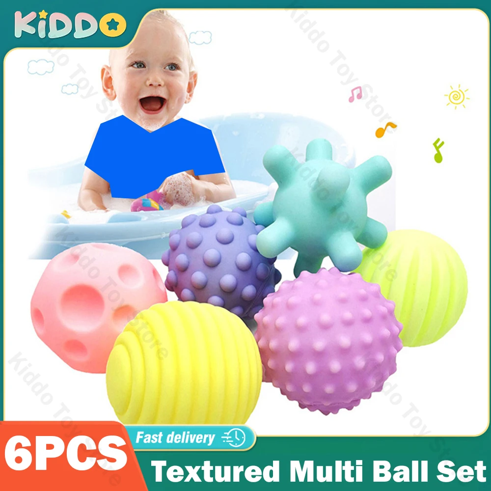 

6pcs Textured Multi Ball Set Develop baby's Tactile Senses Toy Baby Touch Hand Ball Toys Baby Training Ball Massage Soft Ball