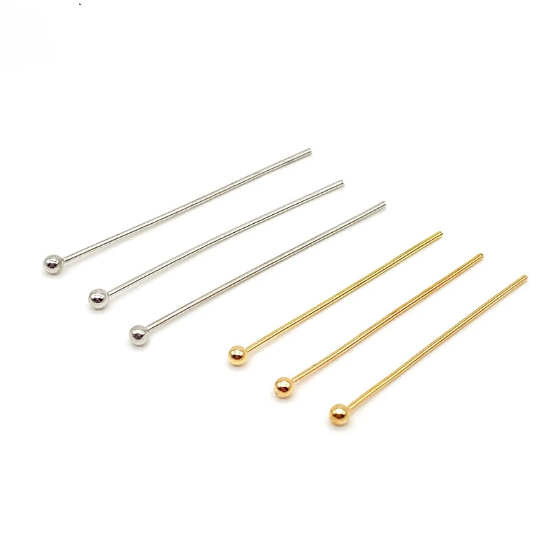 

100pcs/lot 16 20 25 30mm Gold Metal Ball Head Pins For Diy Jewelry Making Head pins Findings Dia 0.5mm Supplies