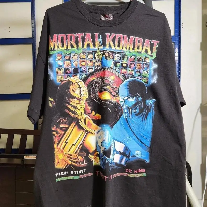 Фото Черная футболка Remake Mortal Kombat Heavy Metal Band с короткими рукавами №1