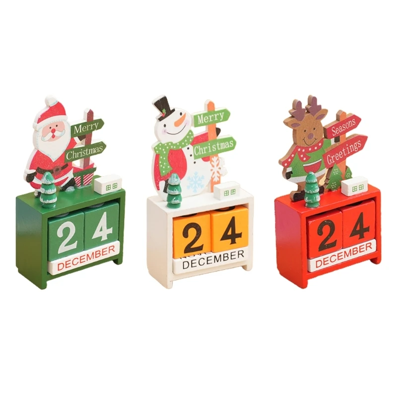

Christmas Calendar SantaClause Elk Snowman Wooded Count Down Calendar Ornament