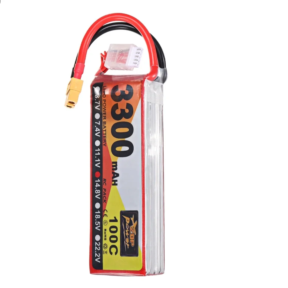 

ZOP Power 14.8V 3300mAh 100C 4S Lipo Battery XT60 Plug for RC Helicopter Boat