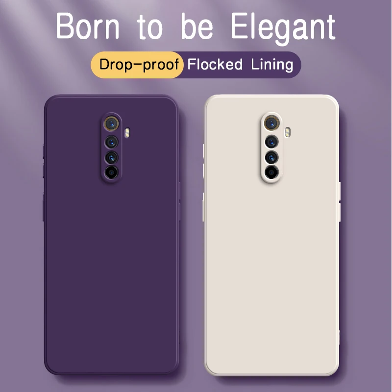 Оригинальный квадратный чехол из жидкого силикона для Realme X XT Master X2 Pro 360, противоударный мягкий чехол для мобильного телефона RealmeX X2Pro, защитная сумка