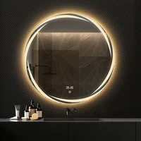 toilet led mirror bathroom smart lights round wall hanging bathroom mirror touch control espejo con luz makeup mirror eb5jz