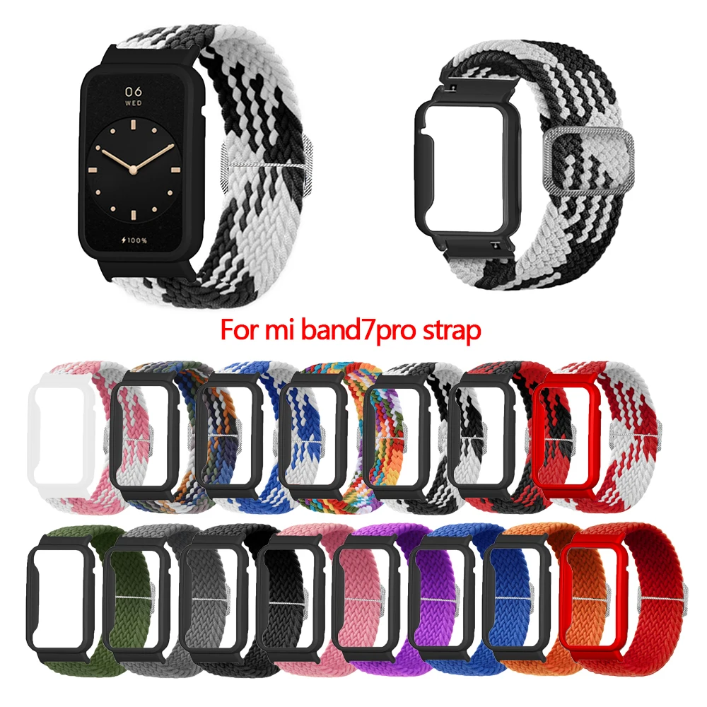 

Suitable for Mi Band 7 pro protective case + strap integrated nylon elastic woven strap