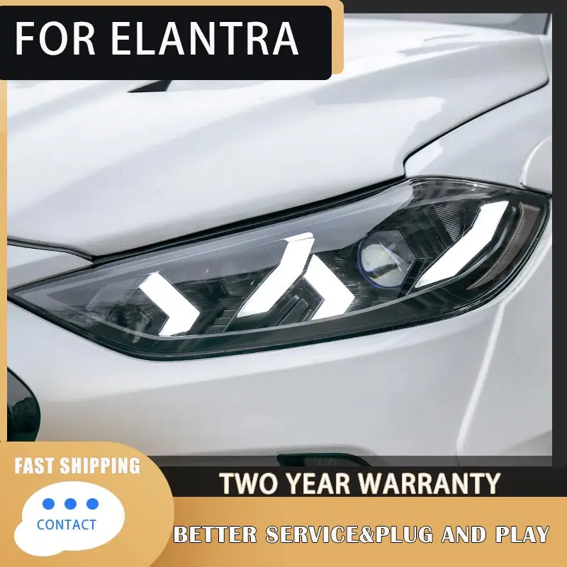 

Передняя фара для Hyundai Elantra светодиодный фары 2016-2020 фара DRL противотуманная фара динамический поворот аксессуары для линз