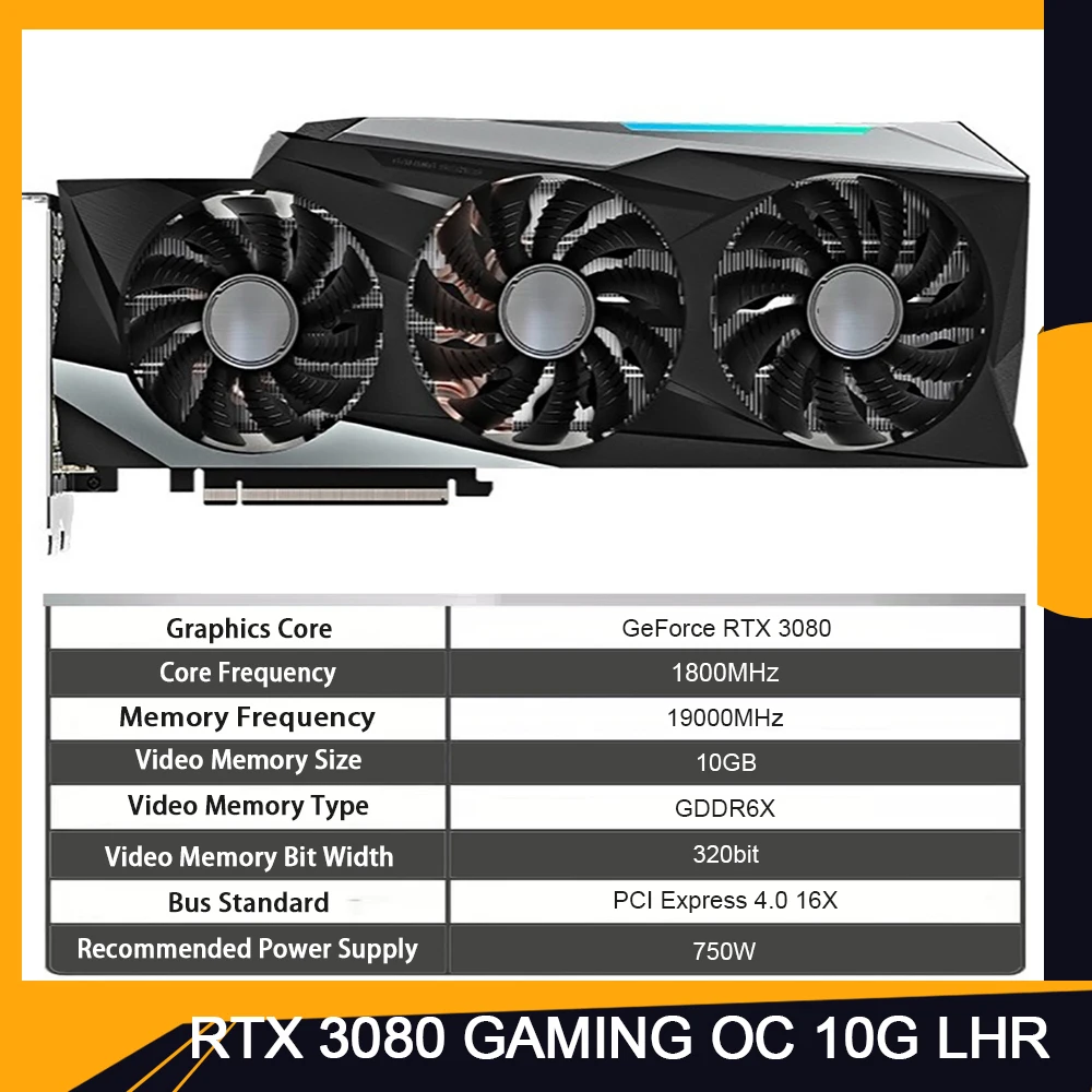 

RTX 3080 GAMING OC 10G LHR For Gigabyte Graphics Card 10GB 1800MHz GDDR6X 320bit GPU Desktop Computer Video Card