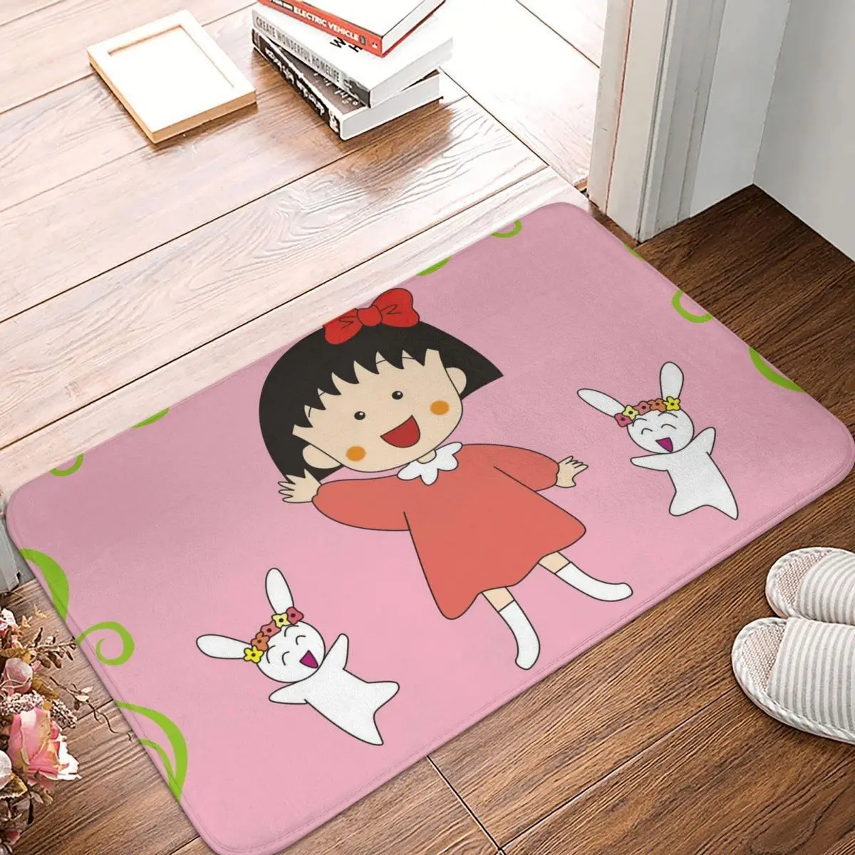 

Chibi Maruko Chan Sakura Kyoko Cartoon Animation Bathroom Mat Hello Doormat Living Room Carpet Outdoor Rug Home Decoration