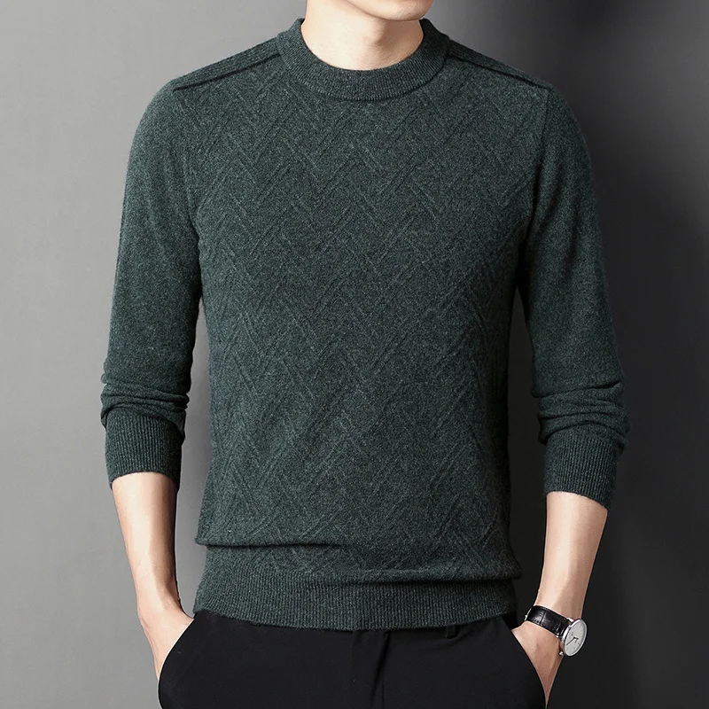 

Мужской кашемировый свитер с круглым вырезом, теплый пуловер, Осень-Зима 100%