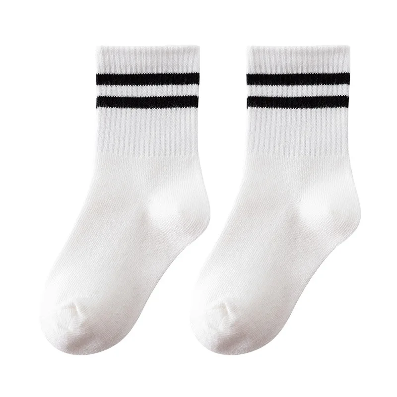 4 Pairs 1-16 Years Kids Socks Boys Girls Spring Cotton Solid Striped School Students Sports Socks Children Socks Teenager Socks