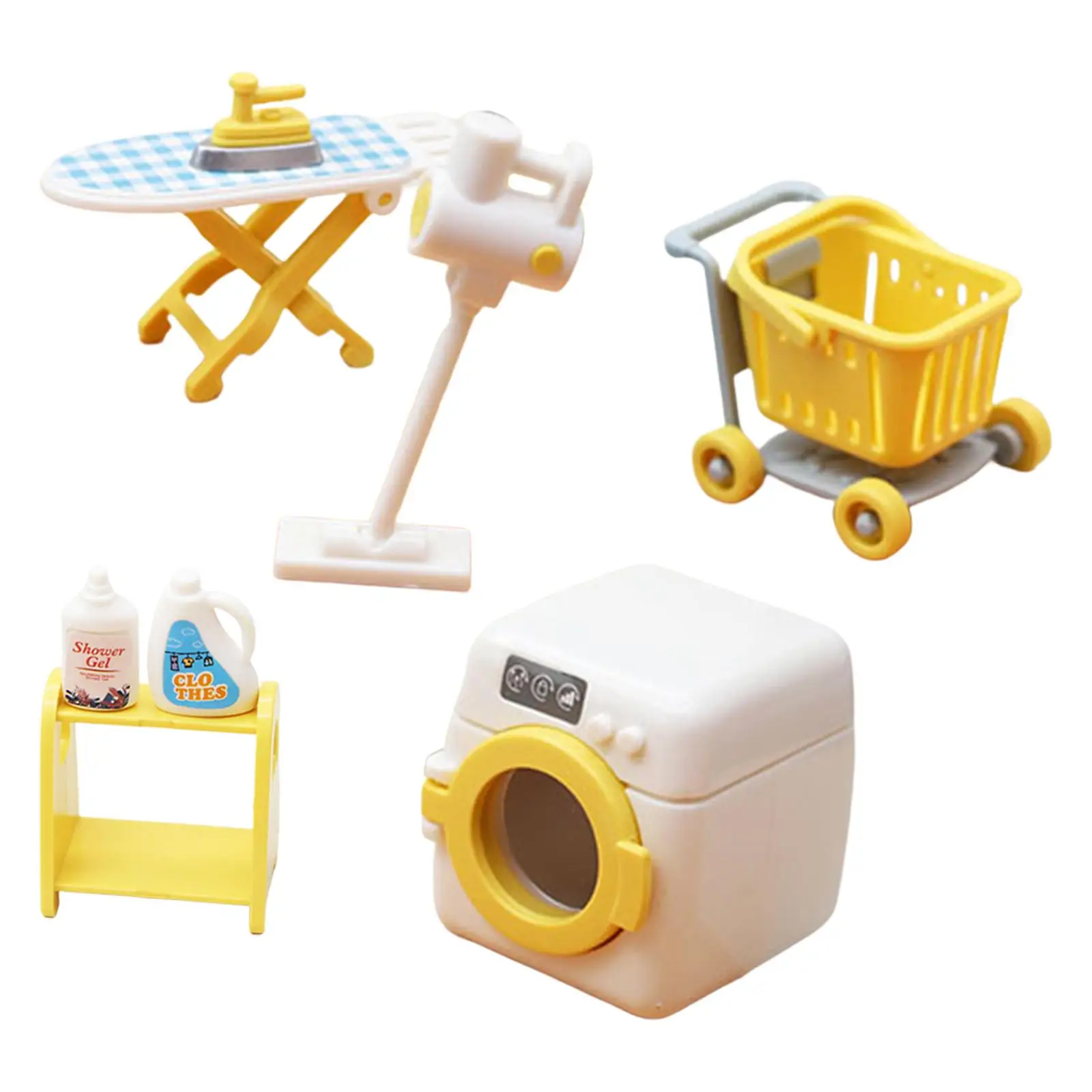 

1/18 Dolllhouse Laundry Room Set Ironing Stand Cart Washing Machine Vacuum Cleaner for Dollhouse Decoration