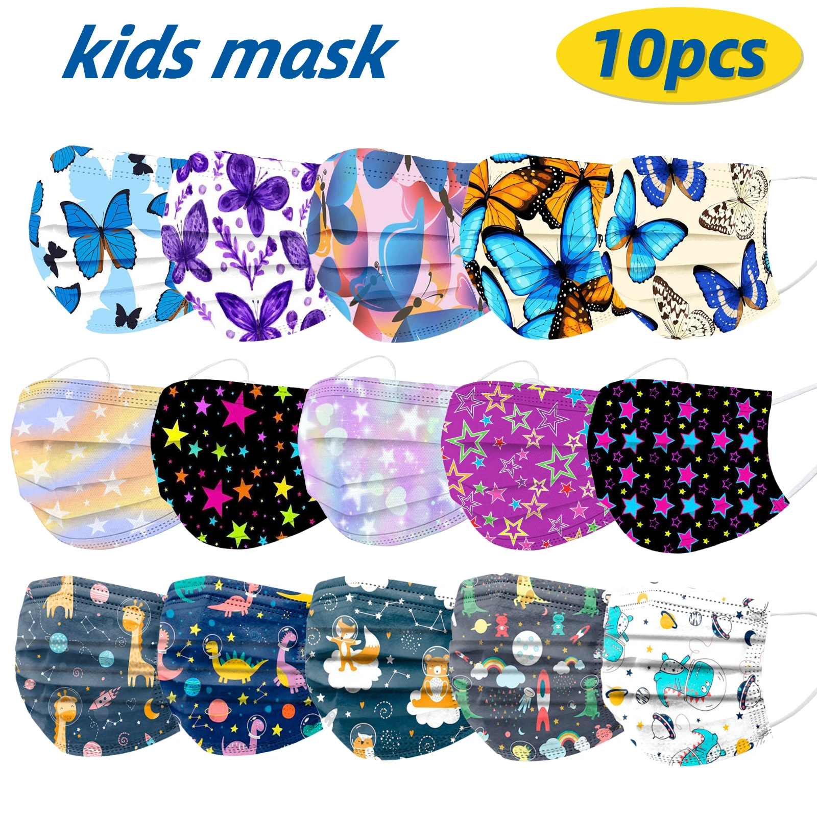 10 штук Детские маски с принтом симпатичных собак и кошек одноразовые маски для лица с петлей на ушах для детей промышленного использования 3 слоя