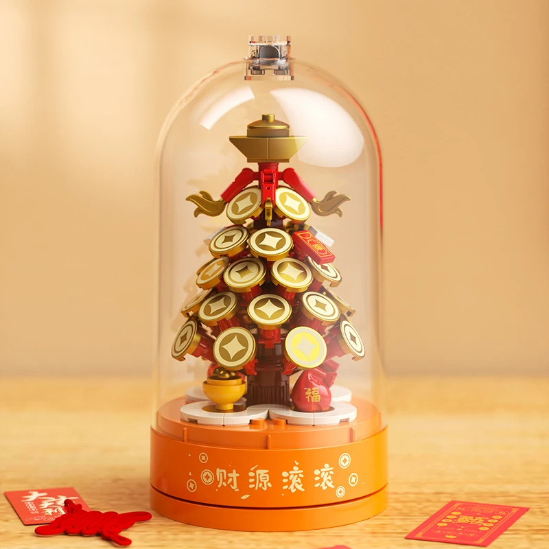 Строительные блоки дерево удачи лев октав маленькая модель гранул украшение для