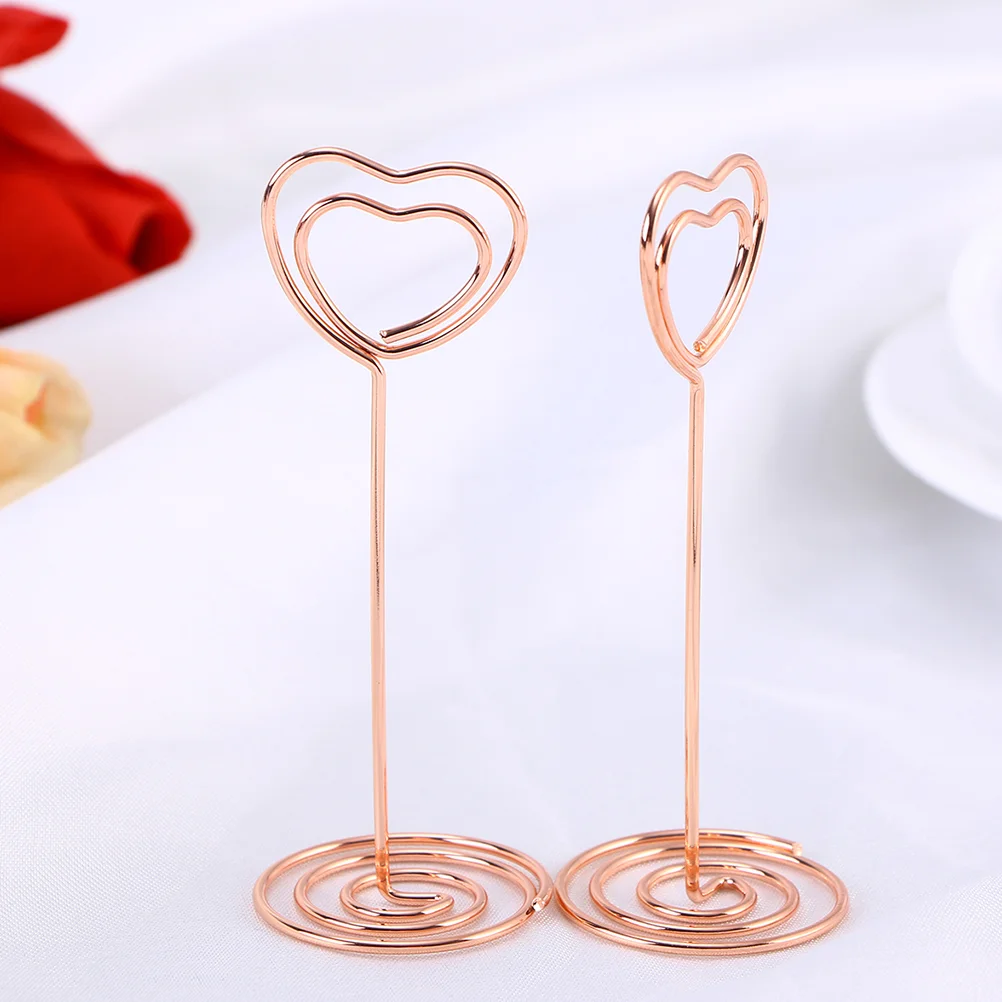 

24PCS Heart Shape Photo Holder Stands Table Number Holders Paper Menu Clips for Wedding Banquet Party (Rose Gold)