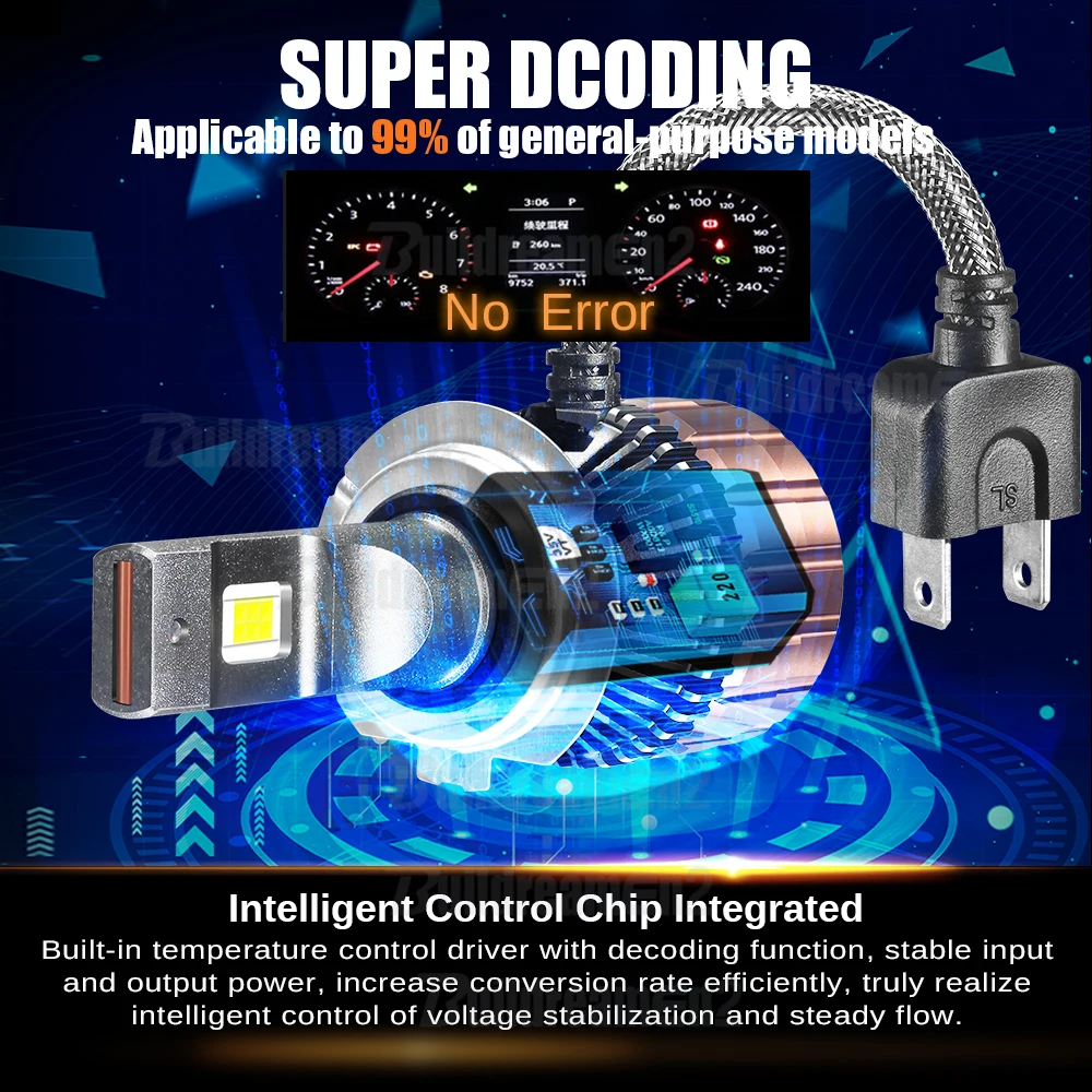 2 шт. Автомобильная передняя фара дальнего ближнего света 100 Вт 20000LM Canbus