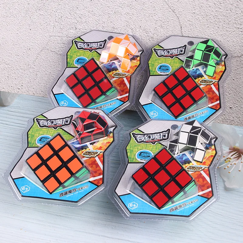 2 IN 1 Magic Cube with Ruler Kids Set Packing Gift for Hand Learning Challenge Snake Puzzle Game |