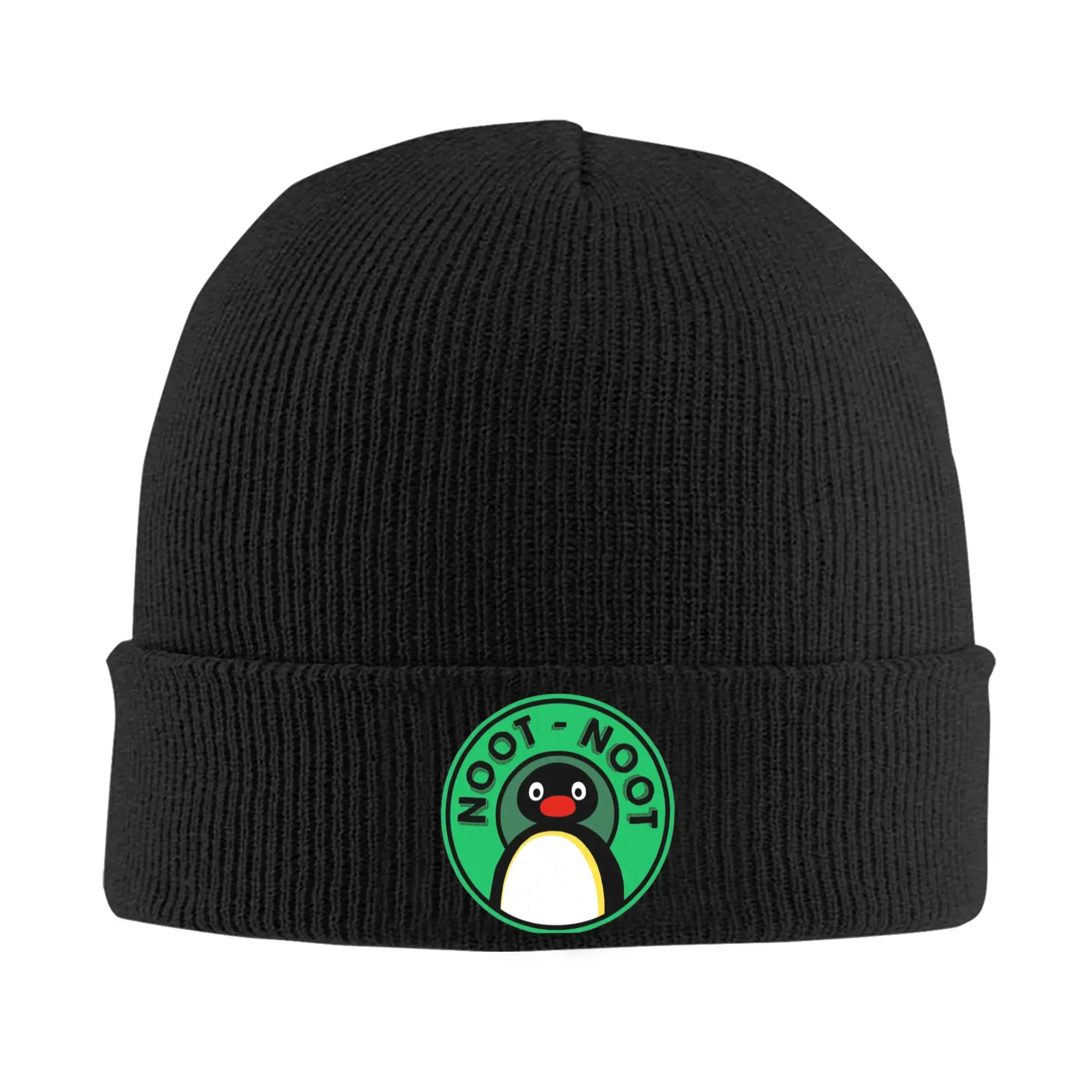 Фото Женская и мужская шапка-бини Pingu Noot Noot с милыми мультяшными животными, модная вязаная шапка, осенне-зимняя шапка Kpop, эластичные шапки с капюшоном №1