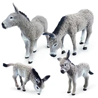 4pcsset simulation animals donkey cub model ornaments gray donkey solid static action figures childrens cognitive puzzle toys