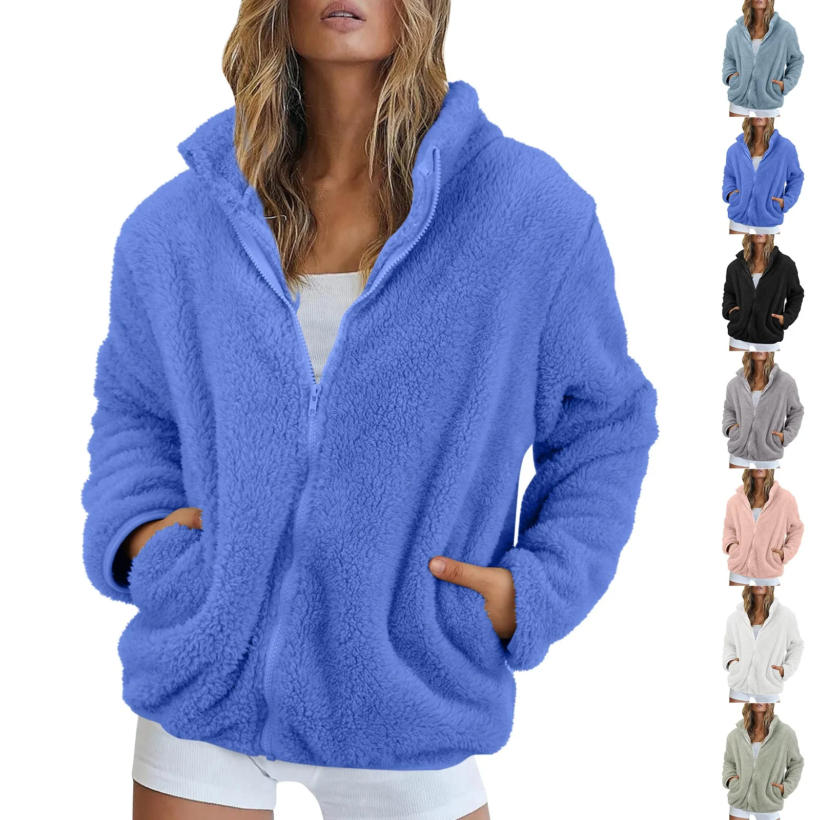 Женское и мужское флисовое пальто куртка на молнии с длинными рукавами