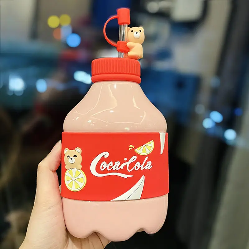 

Cola Soda Bottle Shape Ceramic Water Cup Glass Straw Cute Funny Mug Creative StarBuck Coffee Tea Cup