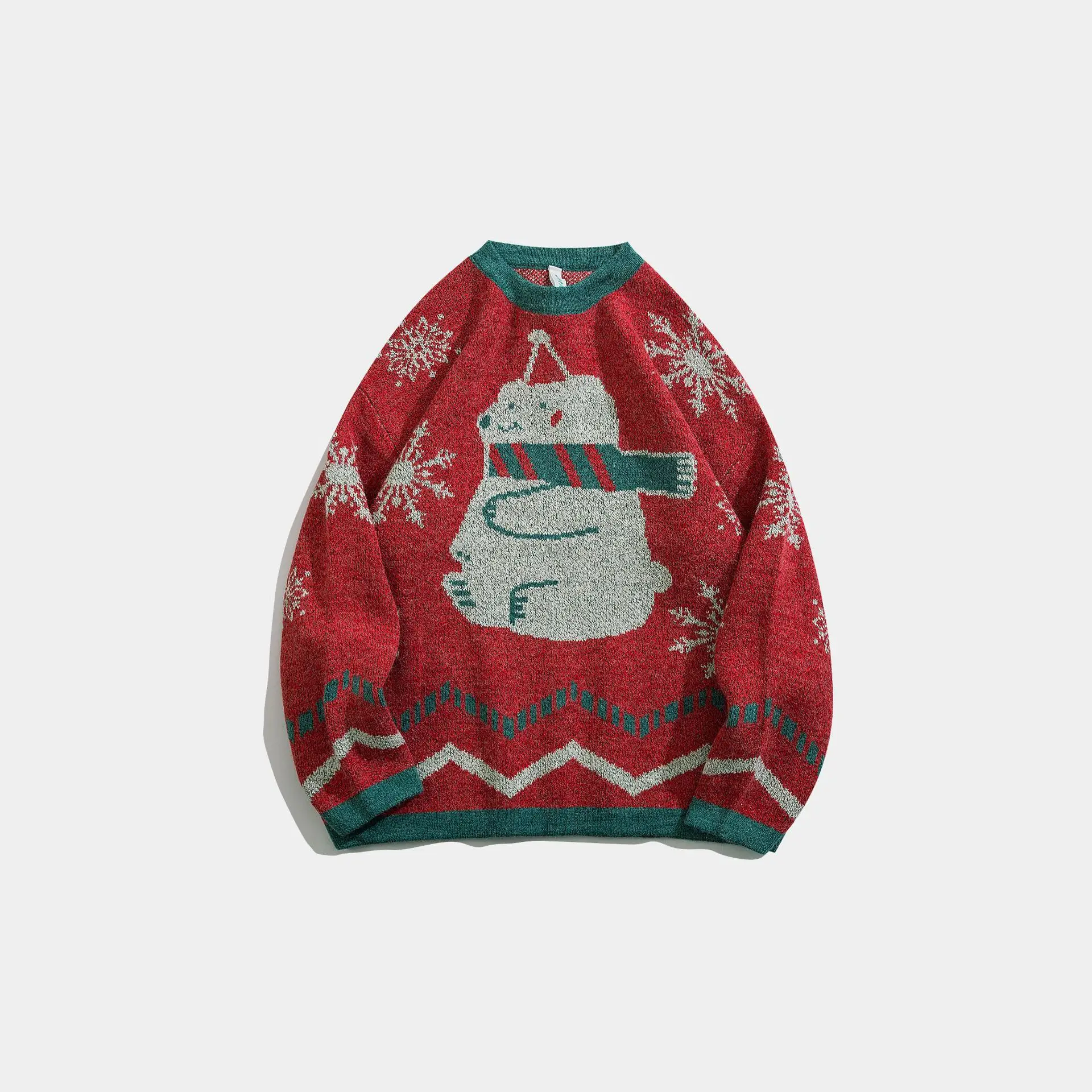 

Новый осенне-зимний винтажный нейтральный свитер Yuletide со снеговиком для влюбленных с одинаковой свободной вязкой в стиле Instagram