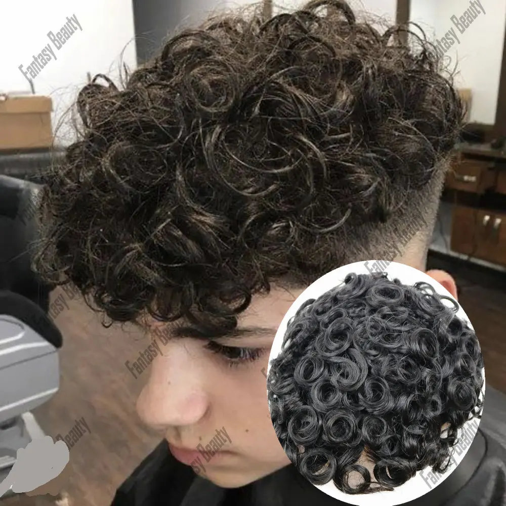 Прочная тонкая кожа ПУ 24 мм вьющиеся коричневые искусственные волосы 100% Реми