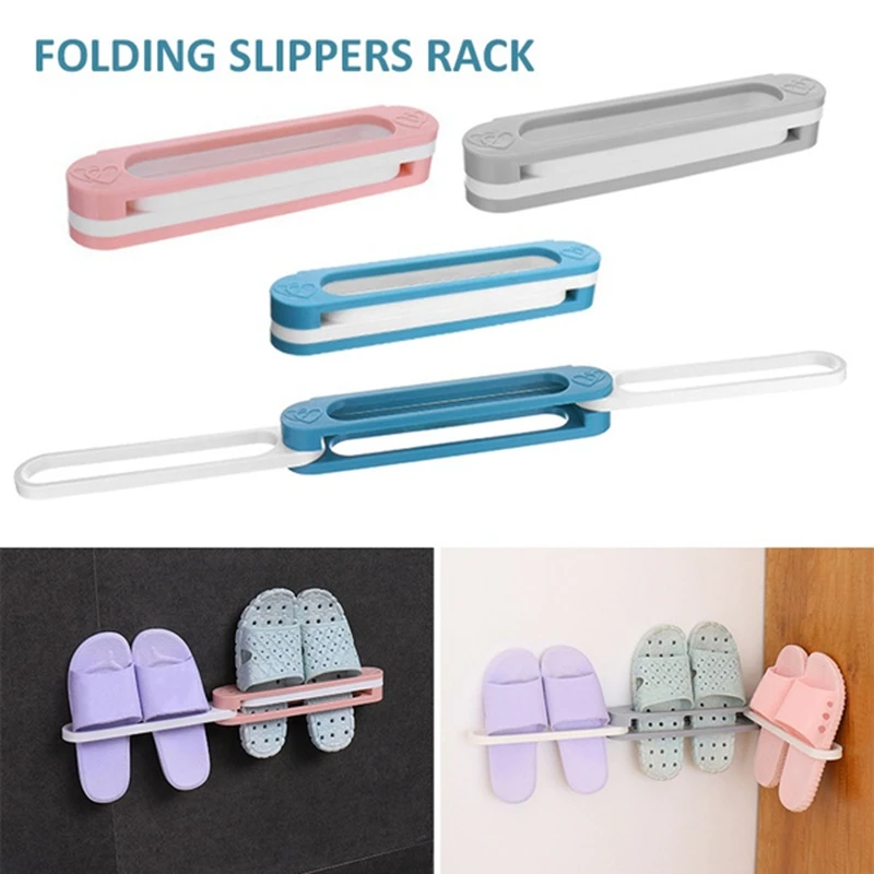 1Pc Three In One Folding Shoes Rack Wall Mount Shoe Holder Slipper Shelf Storage Organizer for Bathroom