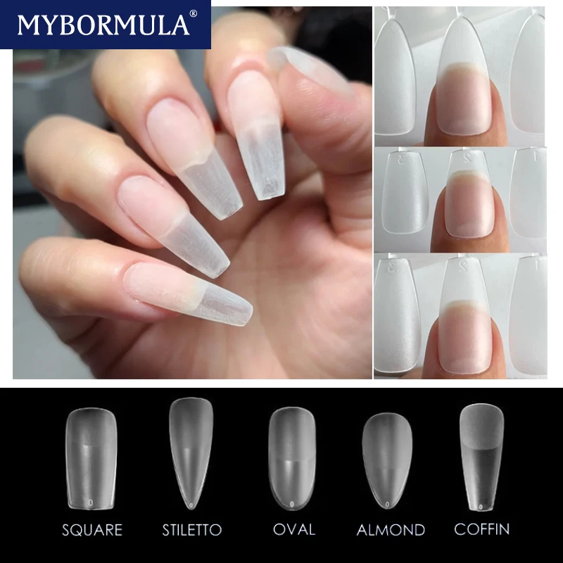 

120pcs Matte Design Nail Tips Coffin/Stiletto/Almond/Square/Oval Fake Nails Full Cover Nail Tips Nail Capsule Manicure Tool