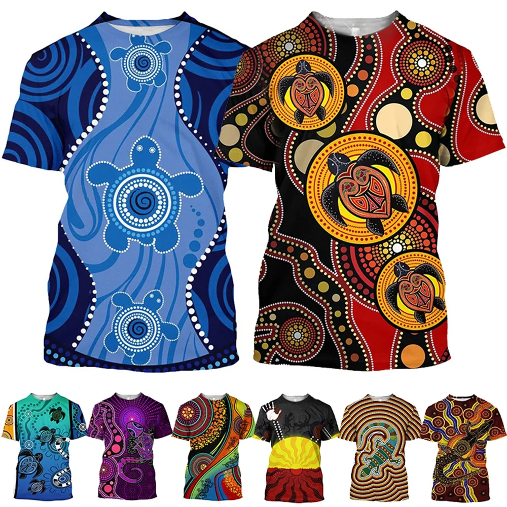 

Summer New Fashion Aboriginal Turtle Stipple Art 3D Printed T-Shirt Vertigo Hypnotic Swirl Funny Short Sleeve Men's T-Shirt