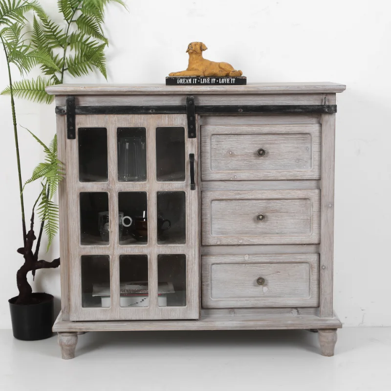 

SlidingGlass Door Display Cabinets With Drawers Storage Cabinets Dining Room Sideboard