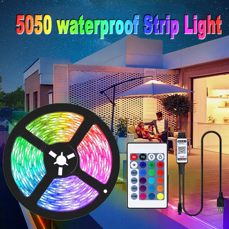 

5V LED Strip Light USB Cable Power LED Strip Light Lamp 5050 24K Lamp Christmas Desk Decor Lamp Tape for TV Background Lighting