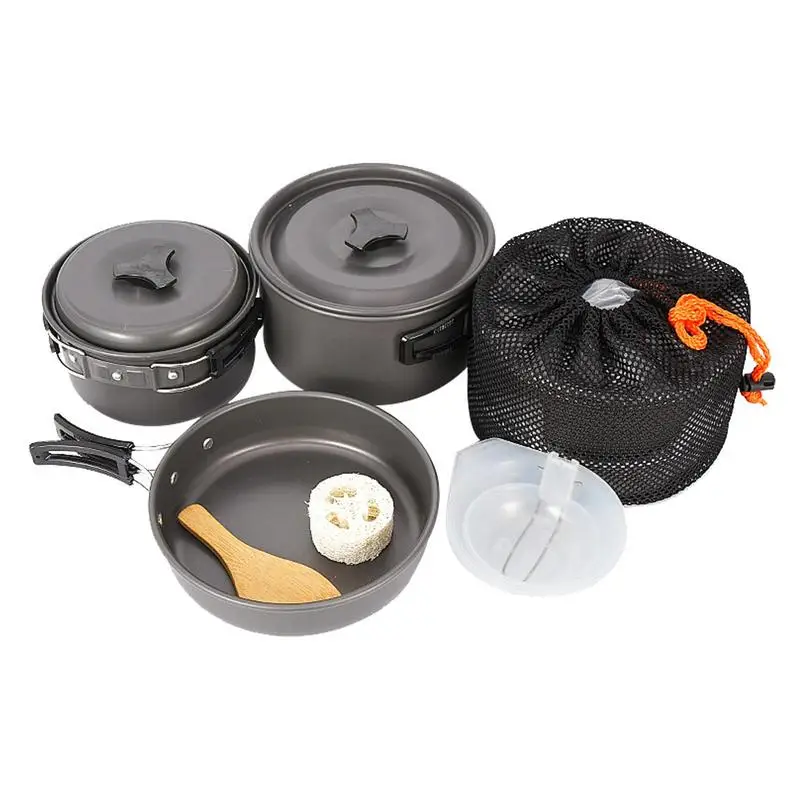 

Camp Cooking Set 3-4 People Non-Stick Cooking Set With Strong Rivets Camping Cookware Pots And Pans For Outdoor Cooking Picnic