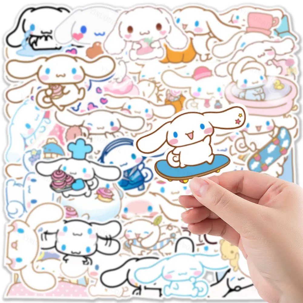 

100pcs Cartoon Cute Cinnamoroll Stickers for Laptop Phone Case Stationery Scrapbook Decal Kawaii Girls Sticker Kids Toys