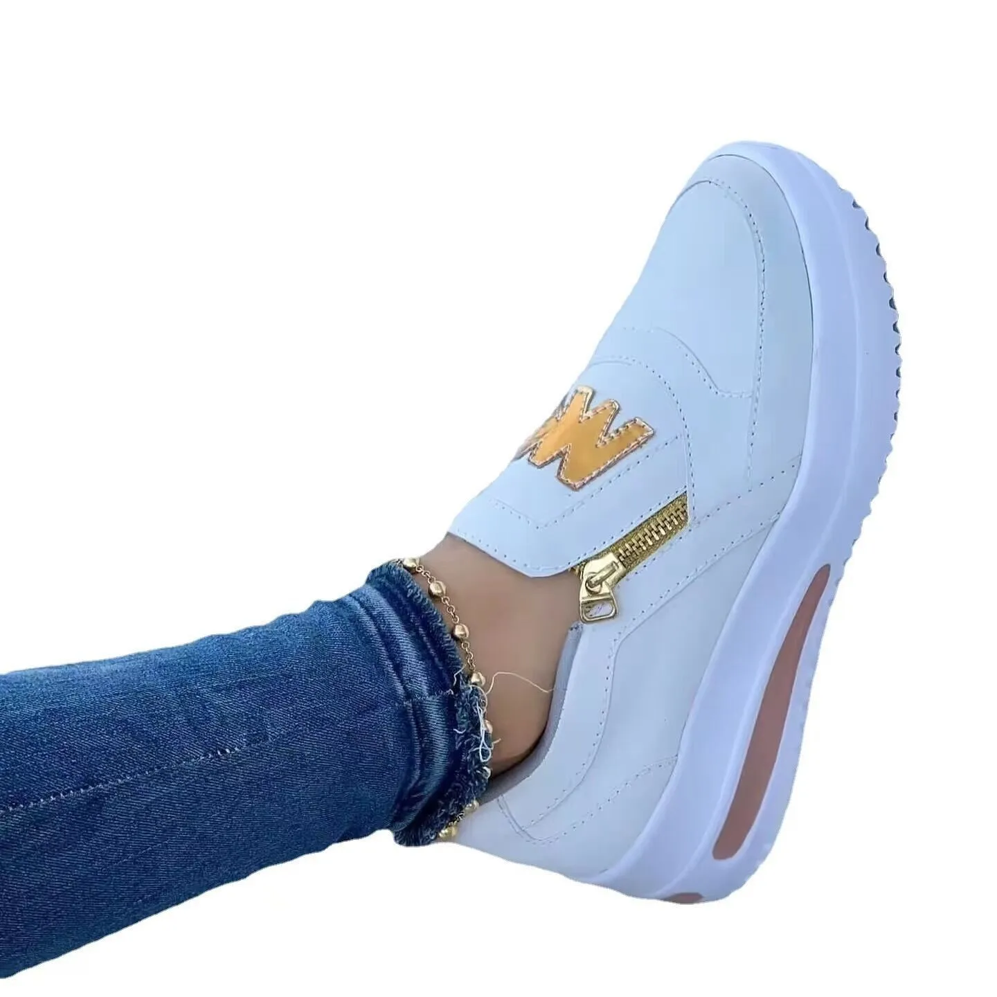 Women Casual Shoes Spring/Autumn Size 35-43 Women Sneakers Soft Fashion Zipper Round Toe Multi-Colors Ladies Shoes Outdoor